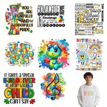 9PC DIY iron on transfers for tshirts,  Colorful Cross With Rainbow Colors And Text You Are Fearfully And Wonderfully Made   Advocate Support Encourage Love Educate With Stars And Hearts   Childhood Cancer Awareness Words In Various Fonts And Colors   Autism Puzzle Piece With Rainbow Colors And Text   Blue Dragon With Sunglasses On Watercolor Background   Sunflower With Rainbow And Text Autism Awareness   Text It Takes A Special Boss Driver To Hear What A Child Cant Say   Musical Note With - Zufälliger Stil - Übersicht 2