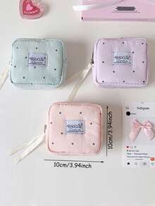 1 Buah Tas Kosmetik Mini Portabel Motif Polkadot dengan Resleting, Tas Penyimpanan Pembalut Wanita, Tas Perlengkapan Mandi Portabel Multifungsi, Dompet Koin - MultiWarna - View 7