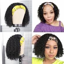 Headband Wig Human Hair Deep Wave 36 Inch None Lace Front Wig Human Hair Machine Made Wigs Glueless Curly Hair Headband Half Wigs For Women Human Hair Natural Color - Natural Black - 查看 3