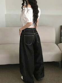 女款蝴蝶結領短袖襯衫，夏季白色，美學風格 - 白色 - 查看 2