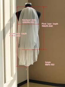 1件简约双层新娘头纱，可遮脸，配发梳，适合婚礼登记、单场派对等场合。 - 彩色 - 查看 9