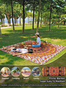 1pc New Outdoor Waterproof Anti-Sand Digital Printed Picnic Mat/Beach Towel, Fashionable And Fresh Pattern, Suitable For Camping And Picnics - B - View 6