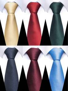 AlanKing 1pc Formal Solid Color 8cm Wide Men's Necktie, Essential Suit Accessory For Formal Business And Wedding Occasions - Color Mixing - View 1