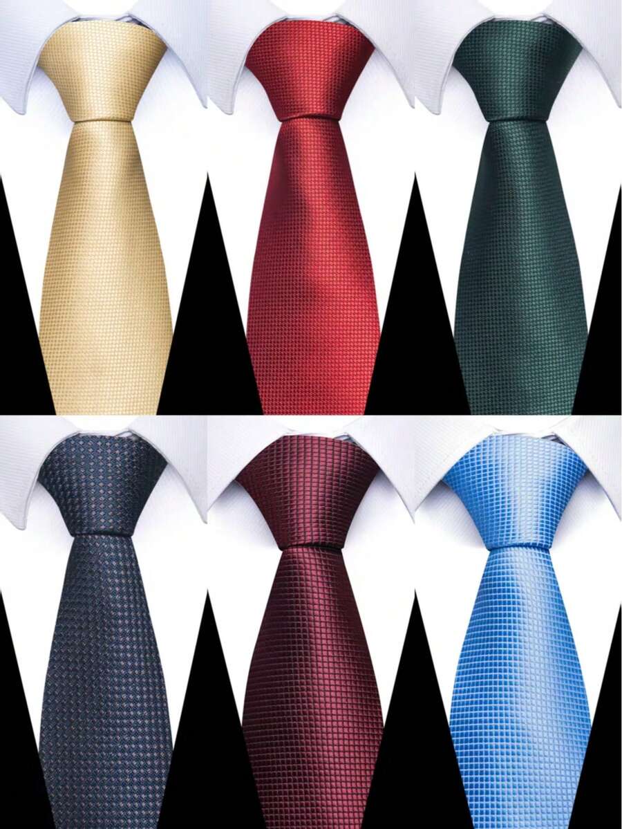 AlanKing 1pc Formal Solid Color 8cm Wide Men's Necktie, Essential Suit Accessory For Formal Business And Wedding Occasions - Color Mixing - View 1