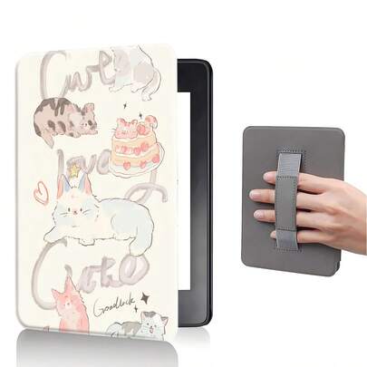 Ốp bảo vệ họa tiết bánh ngọt và mèo cho Kindle Paperwhite 7/6.8/6 inch (thế hệ thứ 12/11/10/7/6/5 - 2024), ốp bảo vệ tối giản dễ thương, nhẹ, thích hợp làm quà tặng cho đồng nghiệp và bạn bè.
