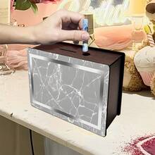 Hộp đựng tiền xu bằng gỗ màu xám giả đá cẩm thạch trang nhã, phụ kiện trang trí bàn ăn hoặc phòng khách. - Nhiều màu - Xem 5