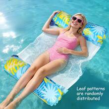 Inflatable Swimming Pool Float Bed, Foldable Floating Lounger With Headrest, Portable Water Hammock Chaise Lounge For Swimming Pool, Beach, Lake, Summer Inflatable Pool Floats For Vacation & Party - Leaf - View 11