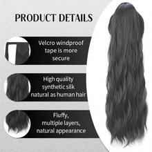 WaveTrip Vacation-Inspired Women's Summer Clothing, 24-Inch Ombre Wavy Curly Clip-In Heat Resistant Synthetic Hair Extensions, Suitable For Ladies And Girls For Party And Daily Use - Black - View 3