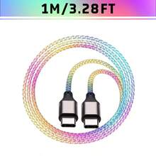 Type-C 转 Type-C 快充 RGB 数据线 66W 呼吸灯 66W Type-C USB-C 数据线 适用于手机 30W 快充 高颜值快充数据线 - 彩色 - 查看 9