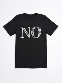 Camiseta Oversize Negra con Estampado NO para Mujer Casual Verano - Negro - Ver 2