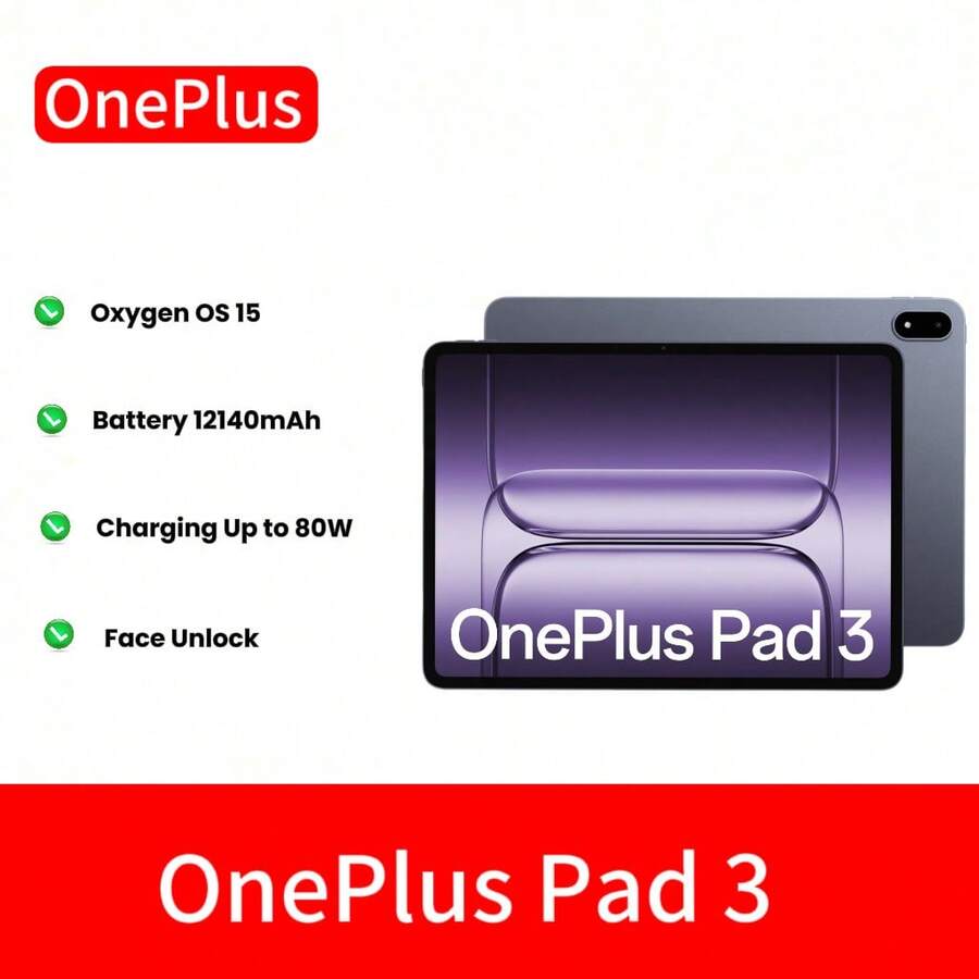 OnePlus Pad 3 Tablet, 12+256GB, Snapdragon 8 Elite Processor, 13.2" 3.4K 144Hz Display, 12400mAh Battery, 80W Fast Charging, AI-Powered Multitasking - Blue - View 1
