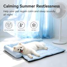 HAZOOWILL Large Dog Cooling Bed With Headrest - Summer Pet Cooling Mat, Portable Non-Slip Pad With Built-In Pillow, Comfortable Cool Sleeping Surface, Suitable For Small To Large Dogs And Cats, Weight Capacity Up To 40kg/88lbs - Multicolor - View 4
