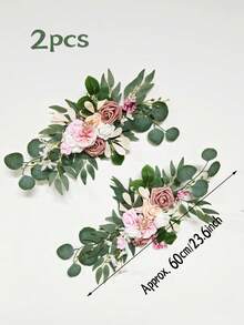 2pcs Artificial Pink Flower Wedding Arch Decor, 20ft White Shiny Arch Drape Fabric For Wedding Ceremony And Reception, Baby Shower Decoration, Birthday Graduation Celebration, Garden Party (Pink) - Pink - View 10