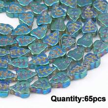 Approx. 65pcs Colorful Maple Leaf Shaped Glass Beads, DIY Jewelry Making Supplies, Spacer Beads - Maple Leaf Beads - View 11