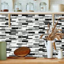 堆叠砖灰色大理石瓷砖贴纸，2D平面自粘防溅板，防水可移除墙贴，适用于家居装修，可选7/14/28/42片装 - A - 查看 6