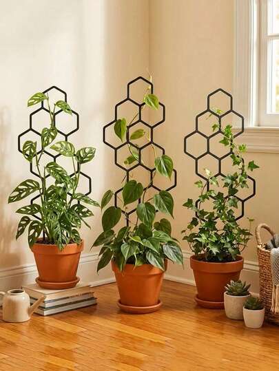 1/2pcs 14.96x5.91 Inch Honeycomb Plant Trellis, Rust-Resistant Plastic Supports For Potted Vines And Flowers, Space-Saving Indoor/Outdoor Garden Trellises