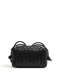 Elegant Black Woven Mini Crossbody Bag For Women, Soft PU Leather Square Shoulder Bag With Cute Bow Decor, Detachable Long Strap, Woven Texture Handbag, Casual Daily Clutch, Minimalist Fashion Tote, Lightweight Shoulder Bag, Multifunctional Crossbody Bag Suitable For Work, Date, Travel, Shopping, Office, Fashion Woven Handbag, Sophisticated Evening Clutch, Durable Soft PU Leather Wristlet, Stylish Bow Decor Crossbody Bag - Black - View 9
