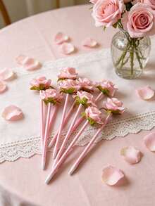 1pc Realistic Rose Ballpoint Pen - These Lifelike Rose-Themed Pens Come In A Variety Of Colors, With An Elegant And Fresh Design That Is To The Eye. They Make An Excellent Gift For Teachers, Family, Daughters, Students, And More For Holidays, Graduations, New School Years, Birthdays, Weddings, Bridal Showers, Celebrations, Anniversaries, Bachelorette Parties, And Other Special Occasions. - One Size Fits All - View 4