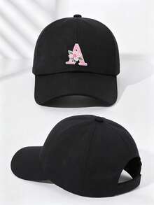 1pc Customized A-Z Letter Women's Baseball Cap, Casual Sun Protection Hat, Adjustable Lightweight Baseball Cap, Fashionable Dad Hat, Essential For OOTD, Sports And Beach,Holiday,Travel - Black - View 10