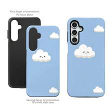 Funda para teléfono: Funda para teléfono dos en uno con diseño de nube y cara sonriente, adecuada para Samsung Galaxy A57 A37 A25 A17 A16 A06 A56 A55 A54 A53 A52 A36 A35 A34 A32 A26 A23 A15 A14 A13 5G A71, resistente a arañazos, cubierta protectora moderna, a prueba de caídas, a prueba de golpes, adecuada para varios modelos de  17, 16, 15, 14, 13, 12, 11, Plus, Air, Pro, Max, Galaxy S21, S22, S23, S24, S25, S26 FE, Edge, Pus, Ultra. - Color mixto 1 - Ver 6