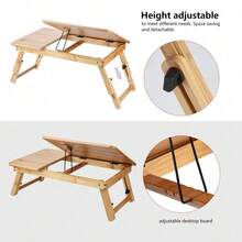 Portable Foldable Wooden Bamboo CompuLaptop Table Sofa Bed Office Laptop Stand Adjustable 50*30 - Mocha Brown - View 6