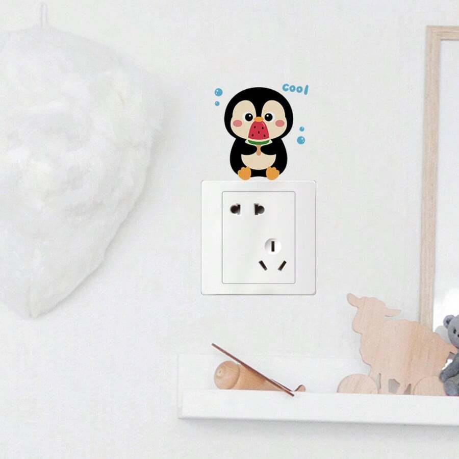 1pc Wall Sticker,Penguin Switch Sticker,Window Sticker,Self-Adhesive , Suitable For Bedroom And Living Room, Bedroom,Glass Decoration And Embellishment - A - View 1