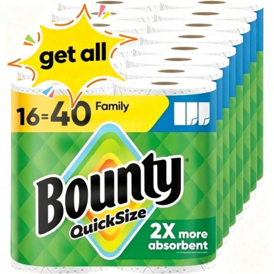 Bounty Paper Towels Select-A-Size White – 1 Mega Roll (164 Sheets/Roll), 2x More Absorbent, Quicker Picker Upper Vs. Leading Brand, Equals 4 Regular Rolls For Fewer Roll Changes - B - Xem 1