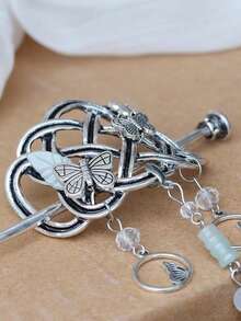 1 chiếc kẹp tóc tua rua mới, thanh lịch và cầu kỳ, phụ kiện đội đầu chụp ảnh bãi biển, phụ kiện tóc phong cách Bohemian cho nữ, kẹp tóc hình bướm lãng mạn tinh tế cao cấp, quà tặng thời trang hàng ngày và dự tiệc. - Bạc - Xem 2