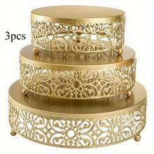 1pc Round Metal Cake Stand, Gold Tray, Suitable For Wedding, Birthday, Party Dessert Display, Also Suitable As Gift For Thanksgiving, Halloween, Christmas - Multicolor - View 10