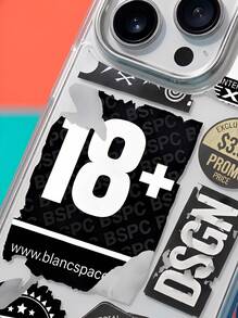 合金时尚手机壳 1 件装 金属透明个性化英文 Logo 设计手机壳，兼容 16 Pro Max/15/14 Plus/13/12/11，保护壳防水防震防摔防刮，标语元素生日礼物 - 彩色 - 查看 3