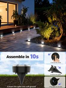 Mini Solar Ground Lights, 12/8/7/5/4/2pcs Per Pack. Upgraded LED Flat Landscape Lights With Auto On/Off Function. Suitable For Outdoor Walkways, Gardens, Patios, Yards And Driveways. - 無鋼圈 - 查看 7