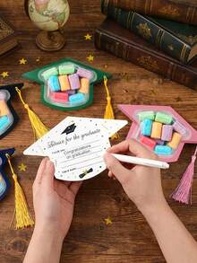 12 Clear Candy Boxes Shaped Like Graduation Caps With Tassels, Perfect For Back-To-School Gifts, Classmate Party Gift Wrapping, Graduation Party Decorations, Gift Boxes, Suitable For Event Decorations, Celebrating Graduation, And Party Favors. - Multicolor - View 3