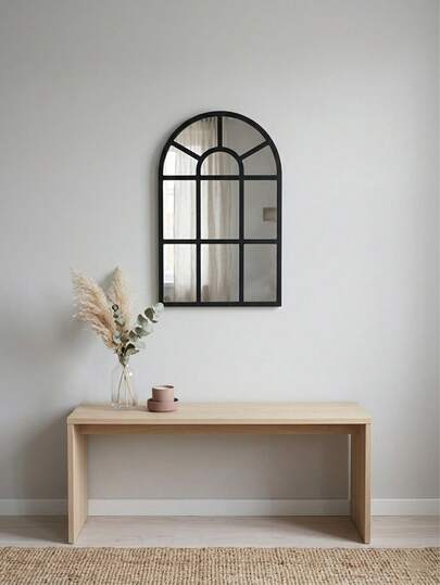 1 chiếc gương treo tường trang trí hình vòm nhọn bằng gỗ, mặt gương acrylic và khung gỗ, thích hợp cho phòng tắm, phòng khách, nhà bếp, phòng ngủ, sân vườn, nhà thờ, văn phòng, thích hợp để trang trí trường học, trang trí nhà cửa, quà tặng Ngày của Mẹ, trang trí phòng tắm, trang trí tường.