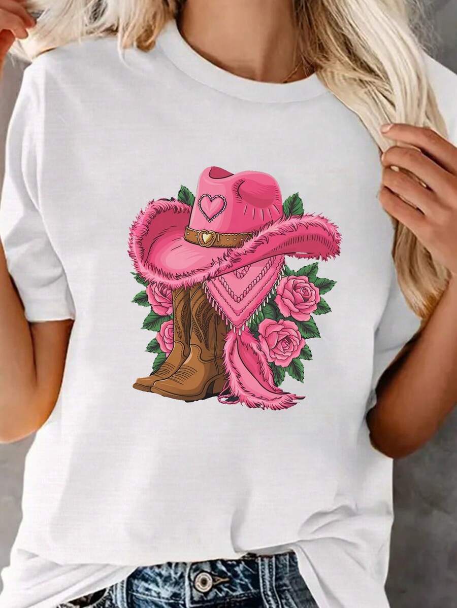Sombrero Vaquero Rosas US06 Código Ropa Mujer Manga Corta