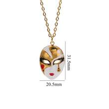 Máscara de mascarada con colgante floral retro de acero inoxidable, collar personalizado enchapado en oro con esmalte - Dorado - Ver 9