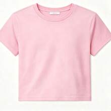 Women's American Flag Print Cropped Top - Short-Sleeve Round-Neck T-Shirt With White Ruffle Hem And Star Embellishments - Suitable For Summer Casua - 粉色 - 查看 2