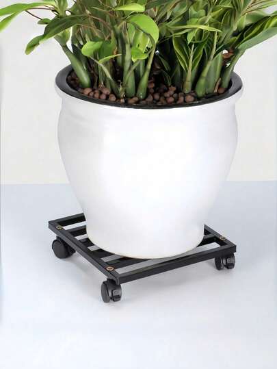 Carrito de plantas resistente con ruedas, carrito de plantas de metal con ruedas giratorias con , soporte cuadrado resistente para plantas para uso en interiores y exteriores, perfecto para mover macetas, tiestos y accesorios de jardín pesados, duradero y resistente a la oxidación, soporta cargas pesadas, facilita el cuidado y la limpieza de las plantas, regalo para Navidad, Halloween, Pascua, temporada festiva