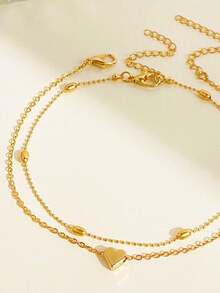 2pcs Vintage Elegant Minimalist Heart Shaped Anklets For Women, Adjustable Gold Chain, Fashionable Casual Accessory Suitable For Beach, Vacation, Daily Wear - Gold - View 3