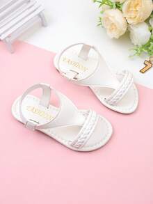1 đôi dép xăng đan thời trang trẻ em, dép xăng đan đế bằng màu trắng cho bé gái, dép xỏ ngón đế bằng dệt kim, đế chống trơn trượt và chống mài mòn, thích hợp cho các hoạt động mùa hè, tiệc tùng, họp mặt, liên hoan, kỳ nghỉ, du lịch giải trí. - trắng - Xem 6