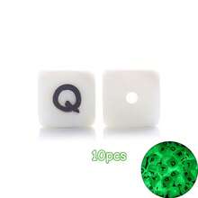 10/26 hạt chữ cái silicon phát sáng trong bóng tối, hạt chữ cái hình lập phương màu trắng từ A đến Z, phát quang trong bóng tối, dùng để tự làm vòng tay, vòng cổ, mặt dây chuyền ba lô và các dự án thủ công khác. - Nhiều màu - Xem 32