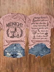 Summer Outfits For WomenCasual Short-Sleeve Crew Neck T-Shirt With Graphic Print, Perfect For Summer And Spring, Designed For WomenLoose And Comfortabletops - 紫色 - 查看 7