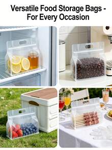 Vertical Food Storage Bags - Reusable, Transparent Material, Zipper Sealed, Suitable For Snacks, Pasta, Coffee, Tea | Freeze-Proof, Leak-Proof Seal, Space-Saving Kitchen Storage Solution, Gift Bags, Food Bags - Multicolor - View 7