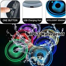 JELLOO 2入 7色變色 LED 車用杯架燈，180mAh USB 充電式防水發光杯墊，汽車內飾配件 - 通用款-發光 - 查看 5