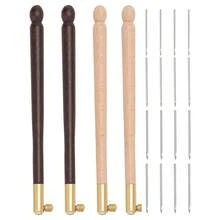 4 Pcs Tambour Hooks Kit With 12 Needles, Embroidery Crochet Hooks Wooden Handle Sequin Beads Needle Set - Multicolor - View 1
