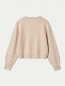 Spring Autumn Winter New Beige Round Neck Single-Breasted Knit Women's Top, Casual Y2K Style Cardigan, Suitable For Daily Commute Wear - Rice Apricot - View 8