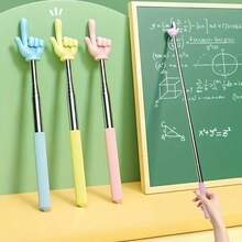 1支可伸缩可爱手指形指示棒，黑板/白板教学指示棒，可伸缩手柄，坚固耐用，防锈，多级可调节长度，方便收纳，可爱的指向手势设计，醒目易辨，可精准指示书籍、黑板、课件、PPT等内容，避免手部遮挡视线，提高教学/阅读效率。圆润手柄握感舒适，不易疲劳，适用于教师黑板指导和学生绘本阅读。 - 多色 - 查看 1
