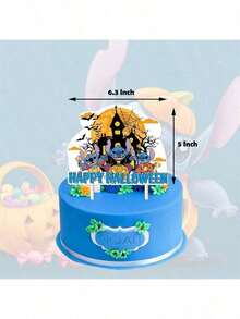 14pcs Halloween Stitch Style Cupcake Toppers Cake Decorations, DIY Baking Party Supplies - Multicolor - View 5
