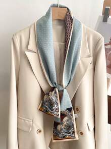 1pc Women's Printed Versatile Polyester Scarf, Fashion Neckerchief - Multicolor - View 1