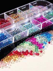 12 Grades Conjunto de Contas de Resina Bolha Iridescente AB de Cores Mistas, Contas Redondas Transparentes para Arte de Unhas, Encantos de Unhas Gota de Água Arco-Íris de Verão, Gemas de Unhas Brilhantes para Unhas Acrílicas DIY, Suprimentos de Manicure para Salão de Unhas Atacado - Multicolorido - Visão 4
