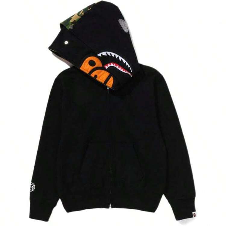 BAPE Baby Milo Shark Hoodie – Green Camo Lined | SHEIN USA